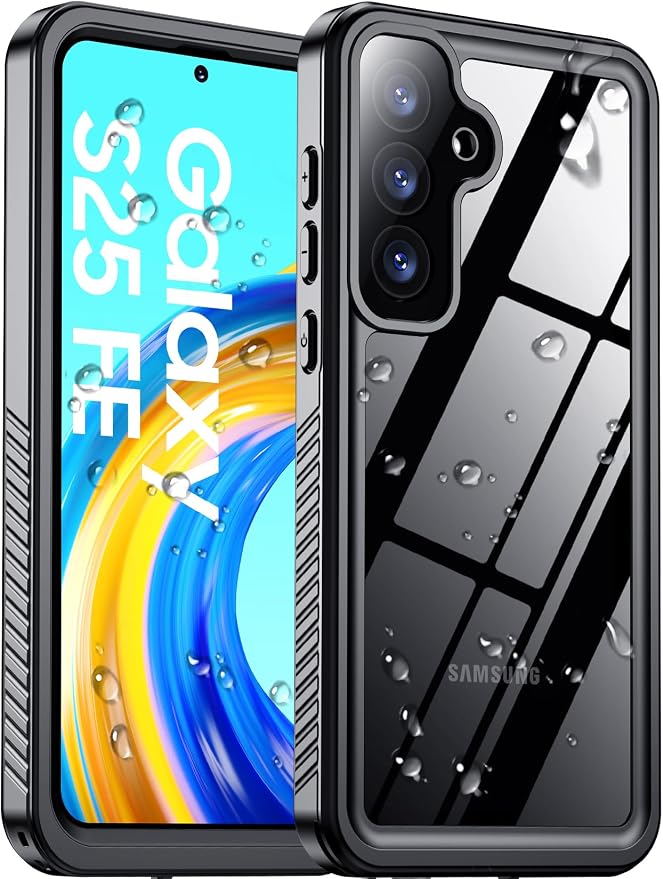 Temdan for Samsung Galaxy S25 FE Case Waterproof, [Military-Grade Drop Protection] [IP68 Underwater] Full Body Heavy Duty Rugged Shock-Proof Case for S25 FE 6.7 Inch Black