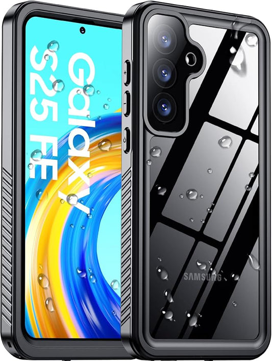 Temdan for Samsung Galaxy S25 FE Case Waterproof, [Military-Grade Drop Protection] [IP68 Underwater] Full Body Heavy Duty Rugged Shock-Proof Case for S25 FE 6.7 Inch Black