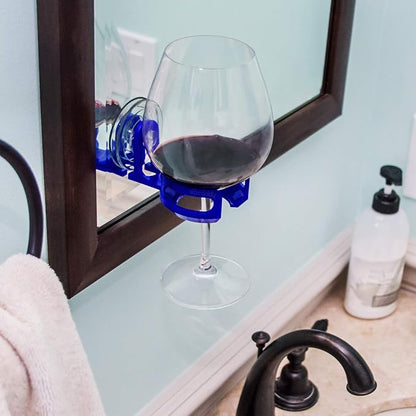 Bath & Shower Portable Cupholder Caddy for Beer & Wine Suction Cup Drink Holder, Blue