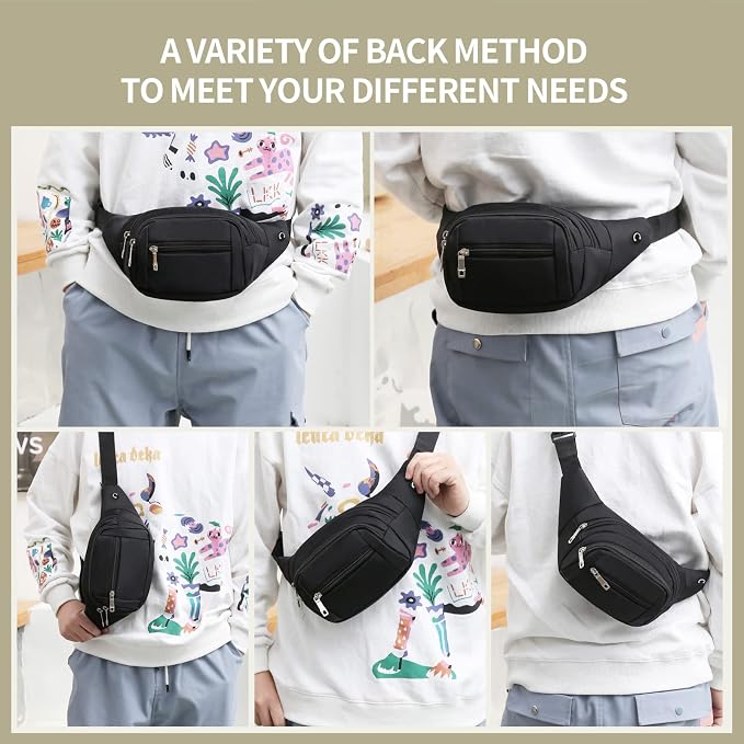 DAITET Crossbody Fanny Pack for Men&Women,Large Waist Bag & Hip Bum Bag with Adjustable Strap for Outdoors Workout Traveling Casual Running Hiking Cycling