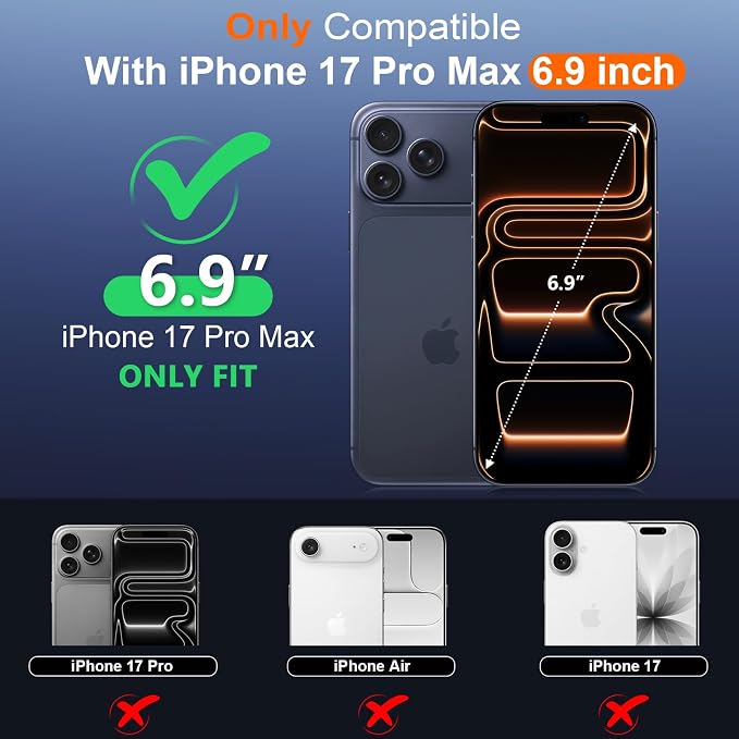 SPIDERCASE for iPhone 17 Pro Max Case Waterproof, Built-in Lens & Screen Protector, Full Heavy Duty Protection, 12FT Military Shockproof, Dustproof, Anti-Scratched Phone Case,Black/Clear