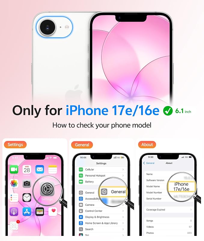 FNTCASE for iPhone 17e Case: iPhone 16e Phone Case [Compatible with Magsafe] Translucent Matte Cases with [Screen Protector] Military Grade Shockproof Protective Phone Cover - Pink