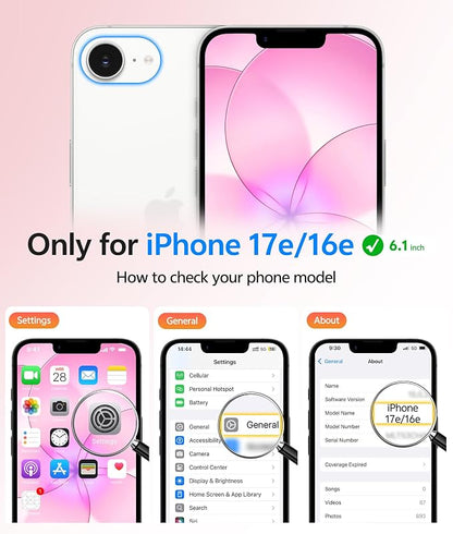 FNTCASE for iPhone 17e Case: iPhone 16e Phone Case [Compatible with Magsafe] Translucent Matte Cases with [Screen Protector] Military Grade Shockproof Protective Phone Cover - Pink