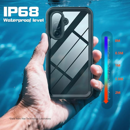 Waterproof Case Compatible with Samsung Galaxy A17 5G, Fully Sealed Underwater IP68 Waterproof Shockproof Dustproof Full-Body Protective Clear Cover Built-in Screen Protector. (Black)
