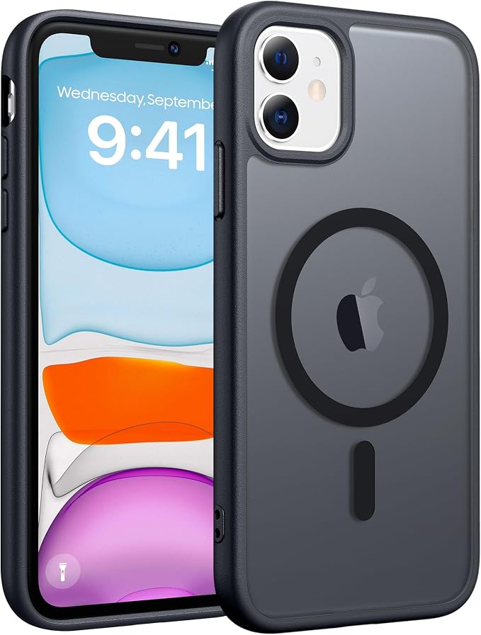 FNTCASE for iPhone 11 Case: [Compatible with Magsafe] Translucent Matte Magnetic Phone Cover - Military Grade Drop Protection Shockproof Protective Cases - Black Visit the Store