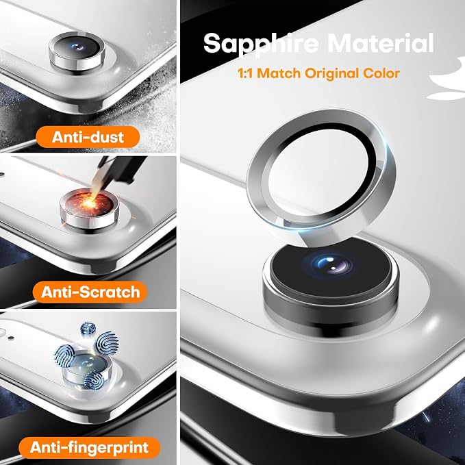 Camera Lens Protector for iPhone Air,Tempered Glass Metal Individual Camera Cover Screen[Anti-drop] Case Friendly- Cloud White