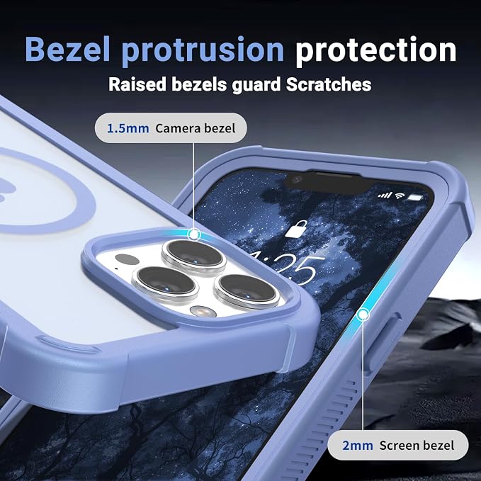 jaroco Magnetic for iPhone 13 Pro Max Case, [Compatible with MagSafe][Military Grade Drop Protection][Heavy Duty Protection][Non-Slip][Shockproof] 2-Layer Durable Bumper Phone Case 6.7''-Blue Purple