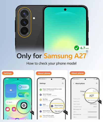 FNTCASE for Galaxy A27 5G Phone Case, Fit for Magsafe, Screen Protector | Translucent Matte, 14FT Military Grade Drop Protection, Slim Shockproof Protective, for Samsung A 27 4G Cover, Black