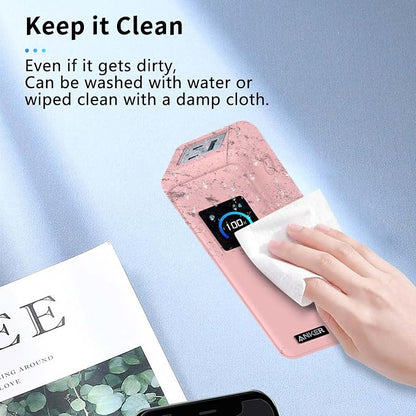 Case for Anker Prime Power Bank(26,250mAh 300W),NOUKAJU Silicone Protective Case,Drop-Proof,Scratch-Proof,Shock-Proof,Dust-Proof,Protective Cover for Anker Prime 26,250mAh Power Bank 300W(Pink)