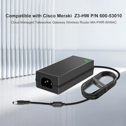 for 54v Cisco Power Supply Compatible with Cisco MerakiZ3: Z3-HW Z3C Z3C-HW Z3C-HW-Z3-HW-US Z3C-HW-WW Wireless Router MA-PWR-50WAC 54V Power Adapter