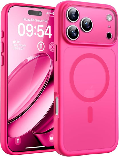 TOCOL for iPhone 17 Pro Max Case, Compatible with Magsafe Charger, Full Camera Protection, Translucent Matte for iPhone 17 Pro Max Phone Case 6.9 inch (Hot Pink)