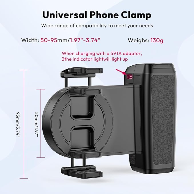 ULANZI Selfie Phone Tripod Mount MA35, 2-in-1 Magnetic & Phone Clip Camera Grip Handle Holder with Detachable Remote Shutter with Cold Shoe Adapter for iPhone 15 16 17 Samsung Video Shooting