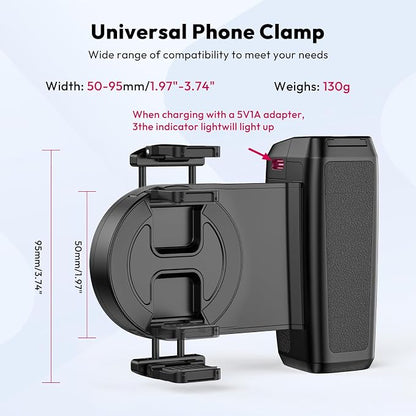 ULANZI Selfie Phone Tripod Mount MA35, 2-in-1 Magnetic & Phone Clip Camera Grip Handle Holder with Detachable Remote Shutter with Cold Shoe Adapter for iPhone 15 16 17 Samsung Video Shooting