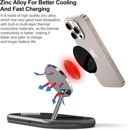 3 in 1 Charging Station for Apple Devices, Mag-Safe Charger Stand, Magnetic Wireless Charger Station for iPhone 17 16 15 14 13 12 Series, for iWatch Ultra 10 9 8 7 SE 6 5 4 3, for AirPods (Black)