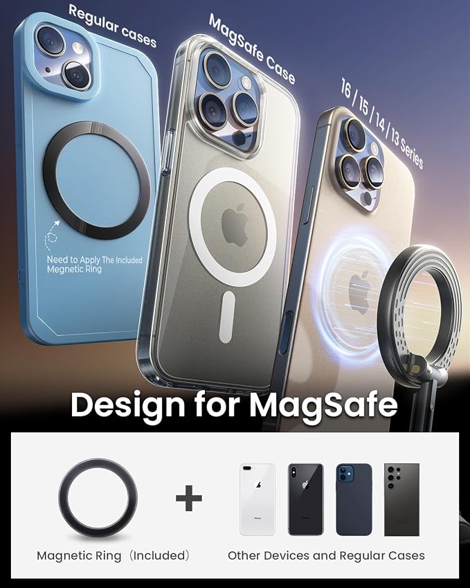 2026 Upgraded Vacuum Suction Phone Mount for Magsafe [109+LBS Strongest Suction], 360° Adjustable Foldable Magnetic Phone Holder for Your Car [24 N55 Stronger Magnets], for iPhone 17/16/15/14/13/12