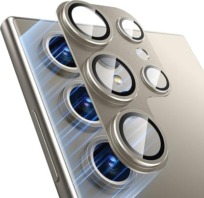 for Samsung Galaxy S24 Ultra Camera Lens Protector, [Full Protection] [Powerful Strength Adsorption] Matte Alloy Metal Ring Glass Camera Screen Protector for Galaxy S24 Ultra,Gray