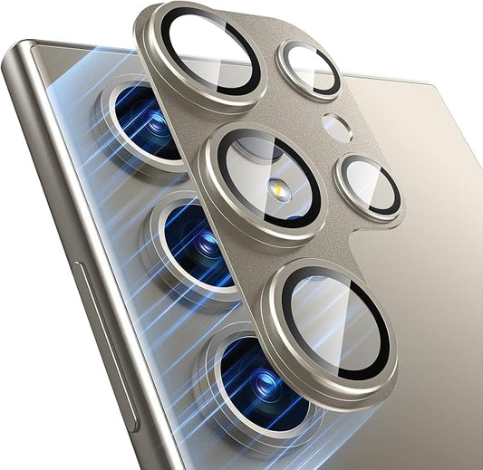 for Samsung Galaxy S24 Ultra Camera Lens Protector, [Full Protection] [Powerful Strength Adsorption] Matte Alloy Metal Ring Glass Camera Screen Protector for Galaxy S24 Ultra,Gray