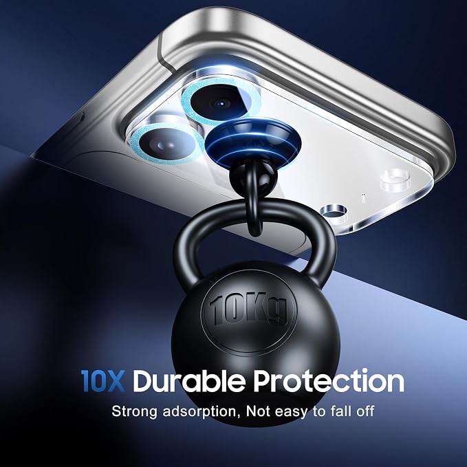 UniqueMe Compatible for 3 Pack iPhone 17 Pro Camera Lens Protector - [Drop Protection] [Case Friendly] 9H Tempered Glass Camera Cover Screen [Update New Version] - Glitter Blue