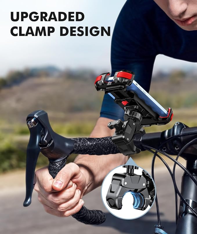 Zewdov Motorcycle Phone Mount [Secure Grip][Anti-Drop], Upgrade Bike Phone Holder [1s Stable Lock], 360° Rotatable Phone Holder for Mountain Bike/ATV/Scooter, Fits for iPhone/Samsung 4.7-6.7"