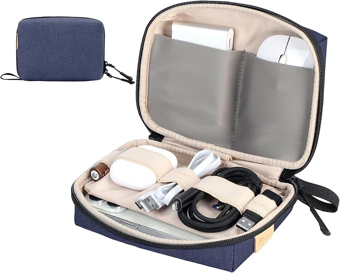 SIMTOP Small Electronics Organizer Travel Case, Portable Tech Case Pouch for Cable, Charger, Phone & Earbuds – Water-Resistant Cord Storage for Commute, Office & Business Trip – Compact Design