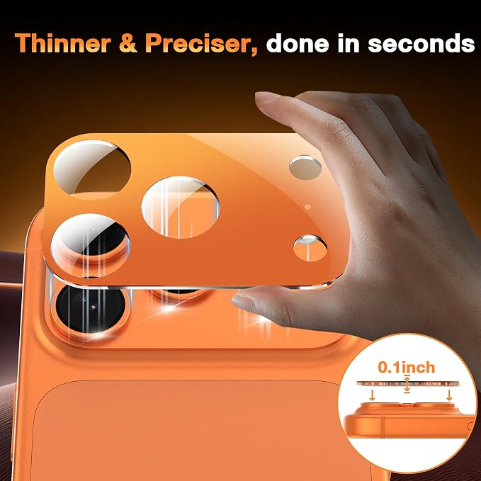 YWXTW [0 Bubbles for iPhone 17 Pro Camera Lens Protector, Full Coverage Tempered Glass Lens Screen Protector for iPhone 17 Pro Accessories, Case Friendly, HD Clear, 3 Pack (Cosmic Orange)