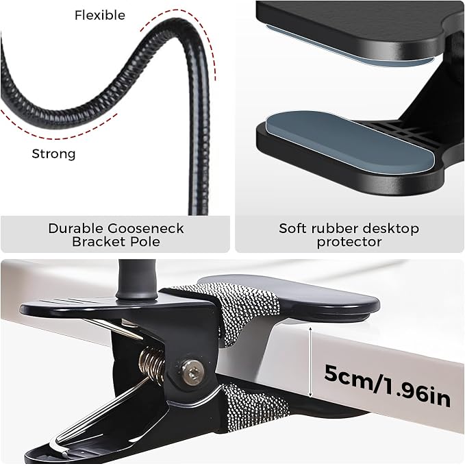 Magnetic Cell Phone Stand Holder for Bed Laying Down, Lazy Bedside Gooseneck Phone Mount with Clamp Clip for Desk, Desk Tripod for iPhone, Compatible with Magsafe All Smartphone
