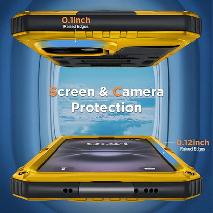 Beasyjoy for iPhone 16 Plus Case Waterproof, Metal Heavy Duty Full Body Protective Case with Built-in Screen Protector, Military Grade Shockproof Dustproof Cover for iPhone 16 Plus 6.7", Yellow
