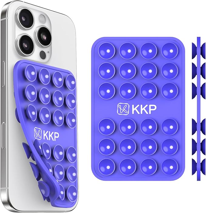 KKP Classic MAX - Silicone Suction Phone Case Adhesive Mount - Hands-Free, Strong Grip Holder for Selfies and Videos - iPhone and Android Compatible - 2.6″ x 3.9″