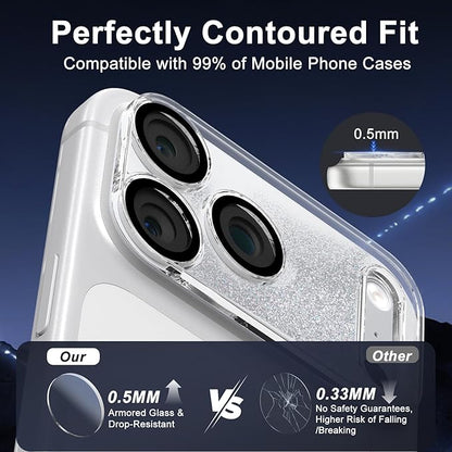 surundo for iPhone 17 Pro Camera Protector, Bling Glitter Camera Cover Design Flowing Liquid Quicksand, [Not Easy to Fall] [Strong Adsorption] 9H Tempered Glass Lens Cover Stylish Accessories