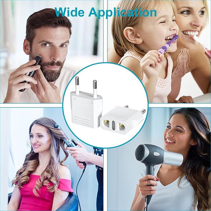 Travel Adapter, 12 Pack of US/CA to European Plug Adapter Travel Power Plug Universal Power Jack Wall Plug Converter (White)