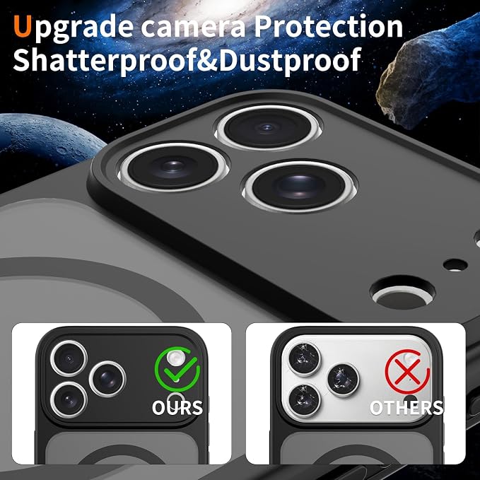 Magnetic iPhone Case Compatible with MagSafe, Shockproof Translucent Matte Phone Case for iPhone 17 Pro Max, iPhone 17 Pro, Anti-Fingerprint, Oil Resistant, Stain Resistant(Black, iPhone 17 Pro Max)
