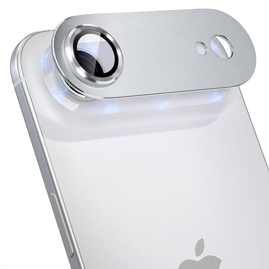 Choiche Compatible for iPhone 17 Air Camera Lens Protector, Strong Adsorption Camera Cover with 9H Tempered Glass Lens Screen Protector Metal Ring Decoration Accessories 6.5-inch (Silver)