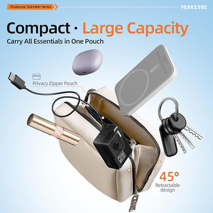 Phone Lanyard Crossbody for Women, Clip and Go Adjustable Phone Strap Crossbody with Detachable Pouch for Daily Carry, Beige