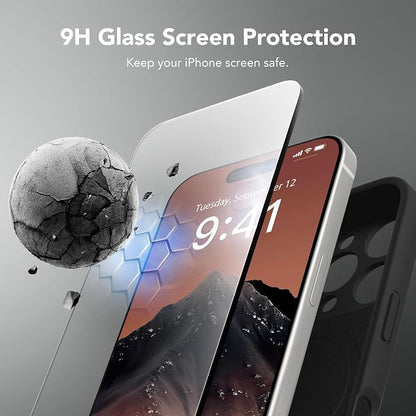 Magnetic for iPhone 16 Pro Max Case, Compatible with MagSafe, [Full Camera Protection][Screen Protector] Silicone Shockproof Protective Phone Case for iPhone 16 Pro Max 6.9", Black