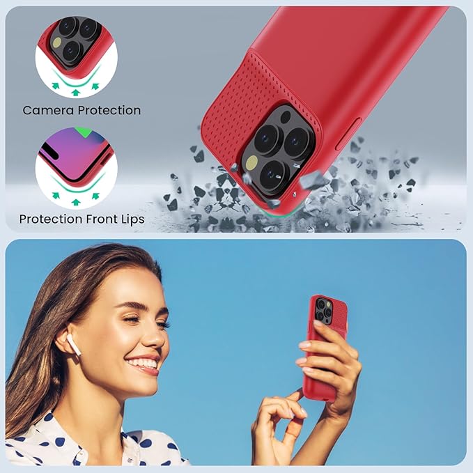 Battery Case for iPhone 14 Pro Max,14 Plus and 13 pro Max, Real 8600mAh Rechargeable Smart Extended Charging Case, Ultra-Slim Portable Protective Battery Pack (6.7 inch) Red