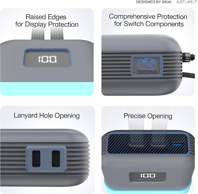 Silicone Case for Anker Zolo Power Bank 2025(20,000mAh 45W/30W) A1689/A1681 Protective Cover with Lanyard Hole, Compact | Tactile Grip | Impact Protection for Daily Use & Travel, Case Only (Gray)