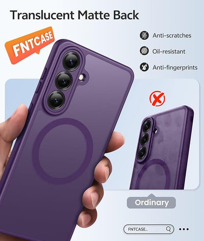 FNTCASE for Samsung Galaxy S26+ Plus Case: [Fit for Magsafe] [Full Camera Protection + Screen Protector] Translucent Matte Military Grade - Shockproof Protective Phone Cover for S26 Plus - Deep Purple