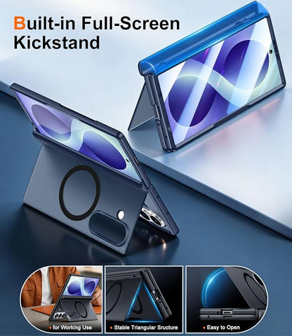 SPIDERCASE Magnetic for Samsung Galaxy Z Fold 8 Ultra Case, Blue | Built-in [Screen Protector] [Stable Kickstand] [Hinge Protection] [Compatible with Magsafe] Military Grade Protective Cover