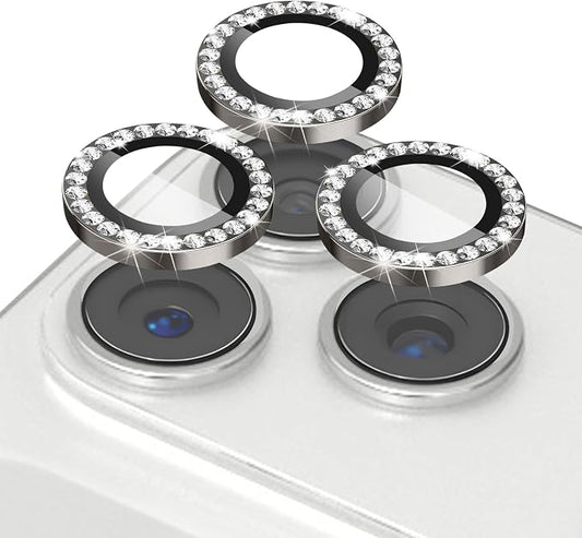 ShinKin Camera Lens Protector for iPhone 17 Pro/iPhone 17 Pro Max, Glitter Camera Cover, 9H Tempered Glass Individual Metal Ring Camera Protector for iPhone 17 Pro/17 Pro Max (Diamond - Gray)