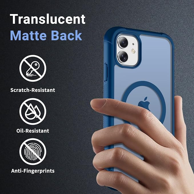 jaroco Magnetic for iPhone 11 Case, [Compatible with MagSafe][Military Grade Drop Protection][Heavy Duty Protection][Non-Slip][Shockproof] 2-Layer Durable Bumper Phone Case 6.1''-Deep Blue