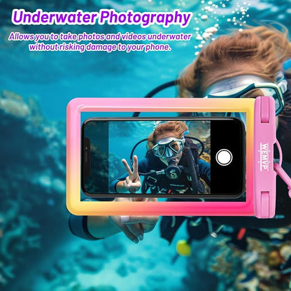 Personalized Initial Waterproof Phone Pouch Case - IPX8 Cellphone Dry Bag with Lanyard for iPhone 16/15/14/13/12 Pro Max (6.1–6.9"), Beach & Cruise Ship Essentials with Monogrammed Design (Pink, W)