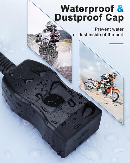 EXTRACTME Motorcycle USB Charger, Dual USB Type C PD & Quick Charge 3.0 Motorcycle Phone Charger with Voltmeter & ON/Off Switch, Waterproof Motorcycle Accessories for All Phone, Tablet, GPS