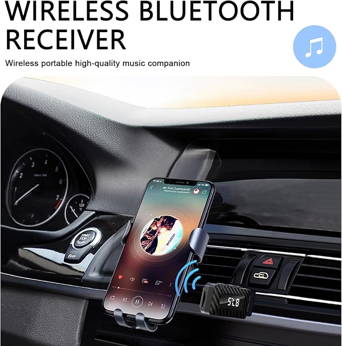 USB Bluetooth Receiver for Car, Bluetooth 5.3 Wireless Audio Adapter, USB Power Supply 3.5mm Aux Jack Adapter, FM+AUX Transmitting Signal Receiver, for Car Stereo Sound Home Stereo, PC (Black)