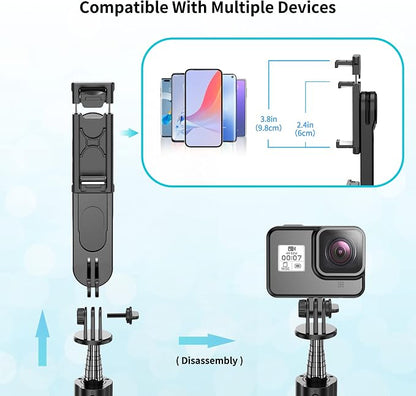 Stable Selfie Stick Tripod with Fill Light, 44 Inch Extendable Selfie Stick with Wireless Remote and Tripod Stand 360 Rotation for iPhone 15/14/13/12/11 Pro/XS Max/XS/XR/X/8/7, Samsung and Smartphone