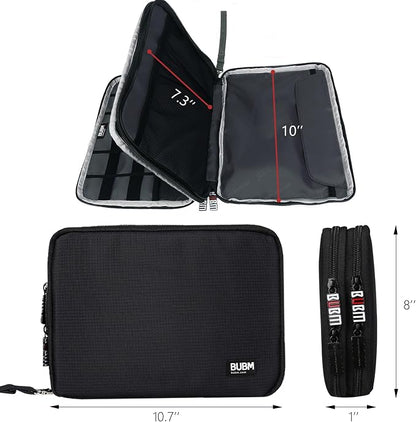 BUBM Double Layer Electronics Organizer/Travel Gadget Bag For Cables,Memory Cards,Flash Hard Drive and More,Fit For iPad Or Tablet(Up To 9.7")--Large, Black | Travel Gadget Bag For Cables, Memory Cards, Flash Hard Drive and More, Fit For iPad or Tablet...