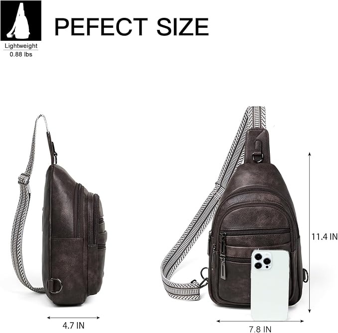 Leresas Sling Bag for Women Crossbody Fanny Pack Sling Purse Backpack Vegan Leather Travel Handbag Cross Over Shoulder Bag Gifts for Women Coffee