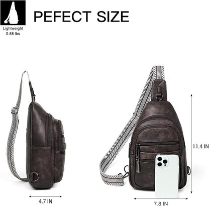 Leresas Sling Bag for Women Crossbody Fanny Pack Sling Purse Backpack Vegan Leather Travel Handbag Cross Over Shoulder Bag Gifts for Women Coffee