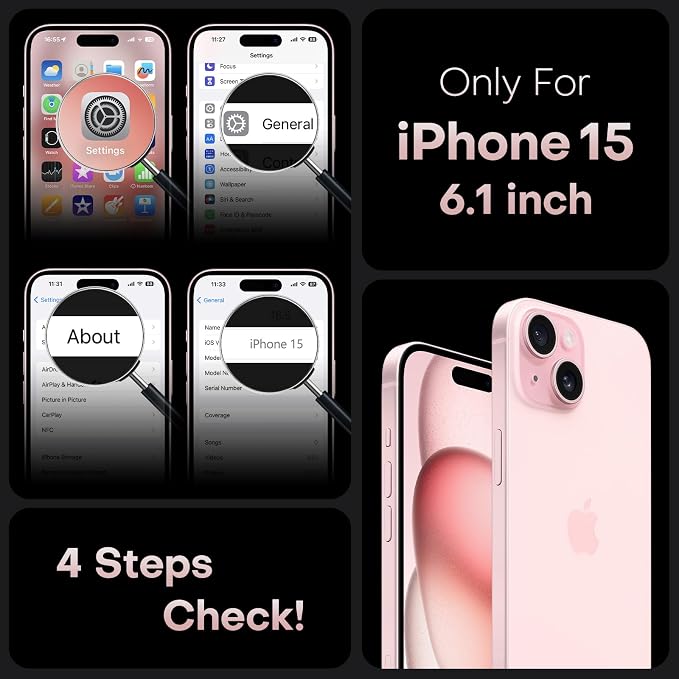TOCOL Magnetic for iPhone 15 Case, Upgraded Full Camera Protection, Compatible with Magsafe, Drop Protection, Translucent Matte Back Bumper Phone Cover 6.1-Inch (Light Pink)