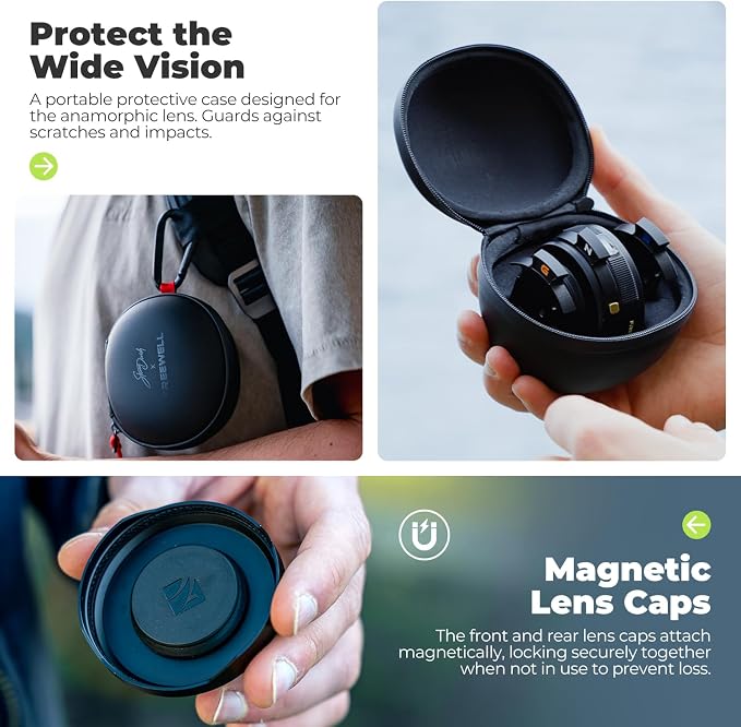 Freewell 1.33x Anamorphic Lens for iPhone & Samsung - 3 Flare Colors in One Lens (Neutral, Gold, Blue) - Cinematic Smartphone Lens with Oval Bokeh - Compatible with 17mm Mount Phone Case & Cage.