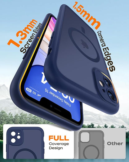 TOCOL for iPhone 11 Case, Compatible with Magsafe, Full Camera Protection, Built-in Magnets, Drop Protection, Translucent Matte Phone Case for iPhone 11 6.1 inch (Dark Blue)